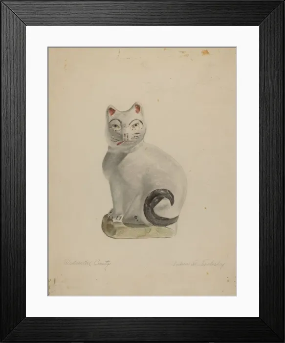 Framed Print : Pa. German Seated Cat, c. 1938. Creator: Andrew Topolosky Framed Print : Pa. German Seated Cat, c. 1938. Creator: Andrew Topolosky