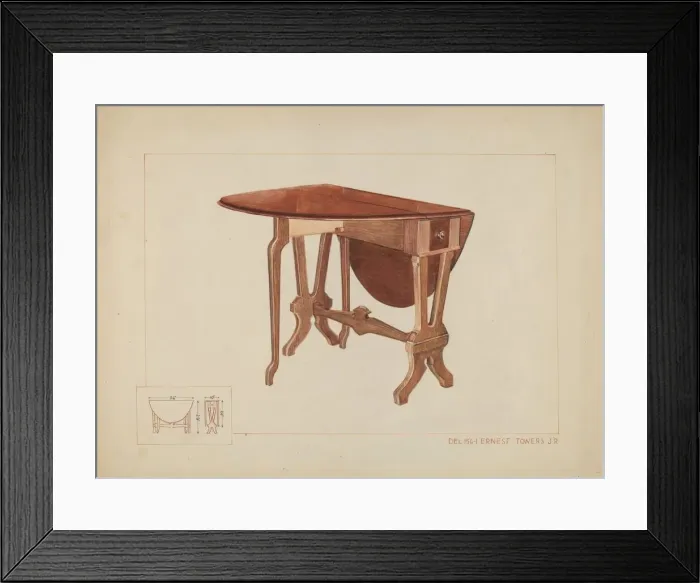 Framed Print : Table, c. 1937. Creator: Ernest A Towers Jr Framed Print : Table, c. 1937. Creator: Ernest A Towers Jr