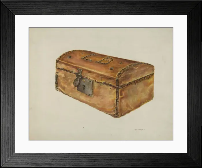 Framed Print : Rawhide Chest, c. 1937. Creator: Gerald Transpota Framed Print : Rawhide Chest, c. 1937. Creator: Gerald Transpota