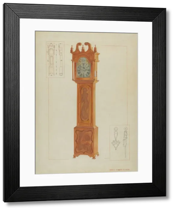 Framed Print : Grandfathers Clock, c. 1936. Creator: Ernest A Towers Jr