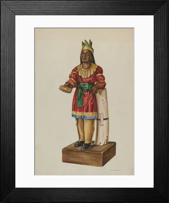 Framed Print : Cigar Store Indian, c. 1939. Creator: Gerald Transpota Framed Print : Cigar Store Indian, c. 1939. Creator: Gerald Transpota