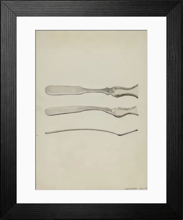 Framed Print : Silver Salt Spoon, c. 1936. Creator: John R. Towers Framed Print : Silver Salt Spoon, c. 1936. Creator: John R. Towers