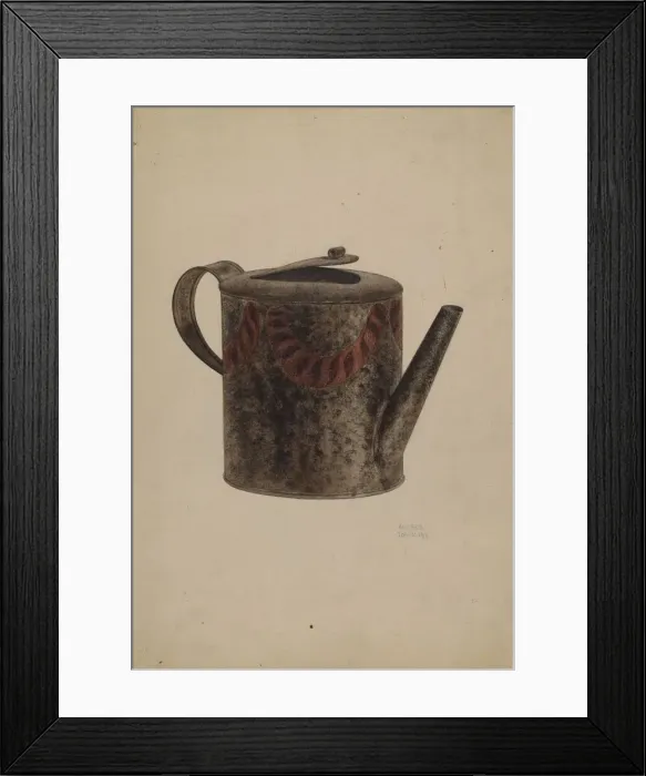 Framed Print : Toleware Metal Teapot, c. 1939. Creator: Andrew Topolosky Framed Print : Toleware Metal Teapot, c. 1939. Creator: Andrew Topolosky