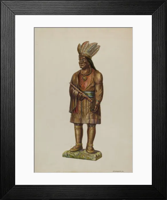 Framed Print : Cigar Store Indian, c. 1939. Creator: Gerald Transpota Framed Print : Cigar Store Indian, c. 1939. Creator: Gerald Transpota
