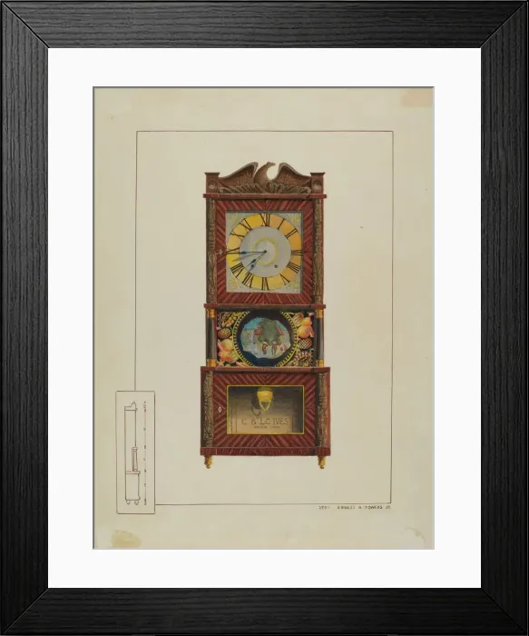 Framed Print : Mantle Clock, c. 1938. Creator: Ernest A Towers Jr Framed Print : Mantle Clock, c. 1938. Creator: Ernest A Towers Jr
