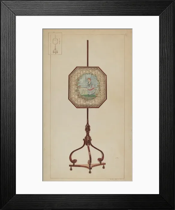 Framed Print : Embroidered Fire Screen, c. 1937. Creator: Ernest A Towers Jr Framed Print : Embroidered Fire Screen, c. 1937. Creator: Ernest A Towers Jr