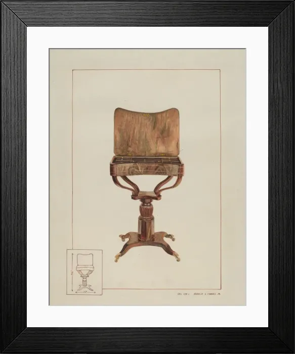 Framed Print : Sewing Table, c. 1938. Creator: Ernest A Towers Jr Framed Print : Sewing Table, c. 1938. Creator: Ernest A Towers Jr