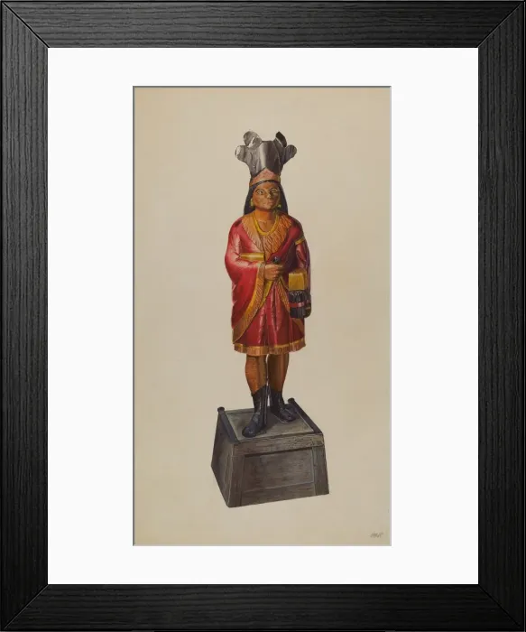 Framed Print : Cigar Store Indian, c. 1937. Creator: Henry Tomaszewski Framed Print : Cigar Store Indian, c. 1937. Creator: Henry Tomaszewski