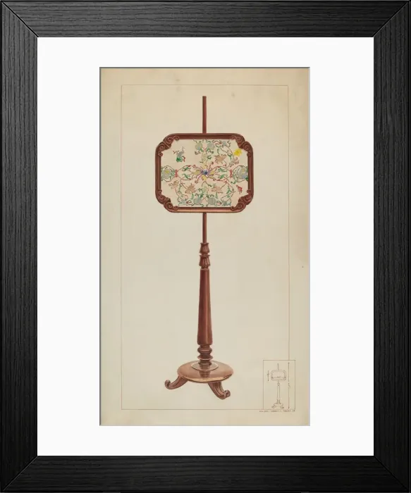 Framed Print : Petit Point Fire Screen, c. 1937. Creator: Ernest A Towers Jr Framed Print : Petit Point Fire Screen, c. 1937. Creator: Ernest A Towers Jr