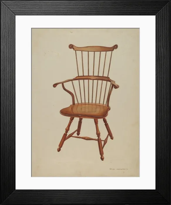 Framed Print : Windsor Comb-back Chair, c. 1939. Creator: Ernest A Towers Jr Framed Print : Windsor Comb-back Chair, c. 1939. Creator: Ernest A Towers Jr