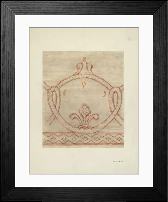 Framed Print : Wall Painting, Restoration Drawing from Reassembled Fragments, c. 1940 Framed Print : Wall Painting, Restoration Drawing from Reassembled Fragments, c. 1940
