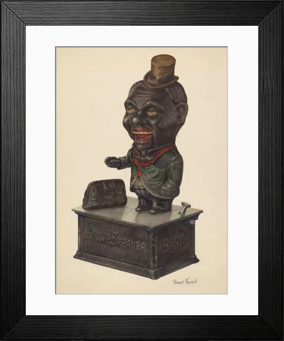 Framed Print : Toy Bank: Stump Speaker, c. 1938. Creator: Pearl Torell Framed Print : Toy Bank: Stump Speaker, c. 1938. Creator: Pearl Torell
