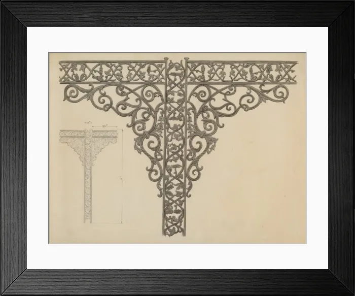 Framed Print : Iron Porch Supports, c. 1936. Creator: John R. Towers Framed Print : Iron Porch Supports, c. 1936. Creator: John R. Towers