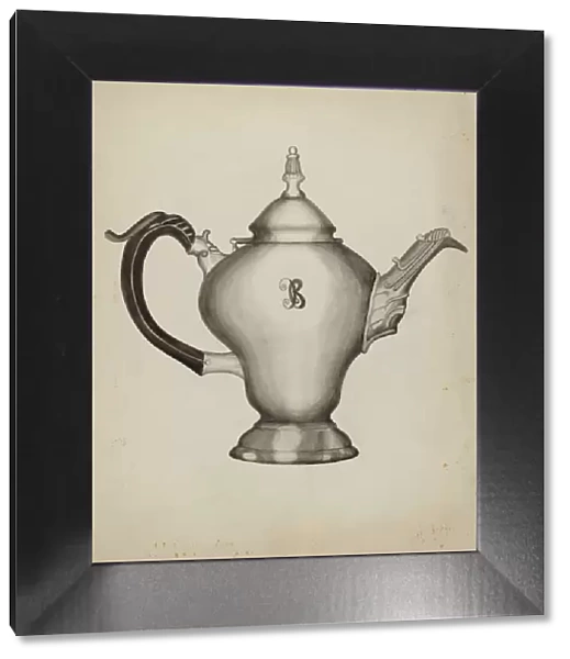 Silver Teapot, c. 1936. Creator: John R. Towers