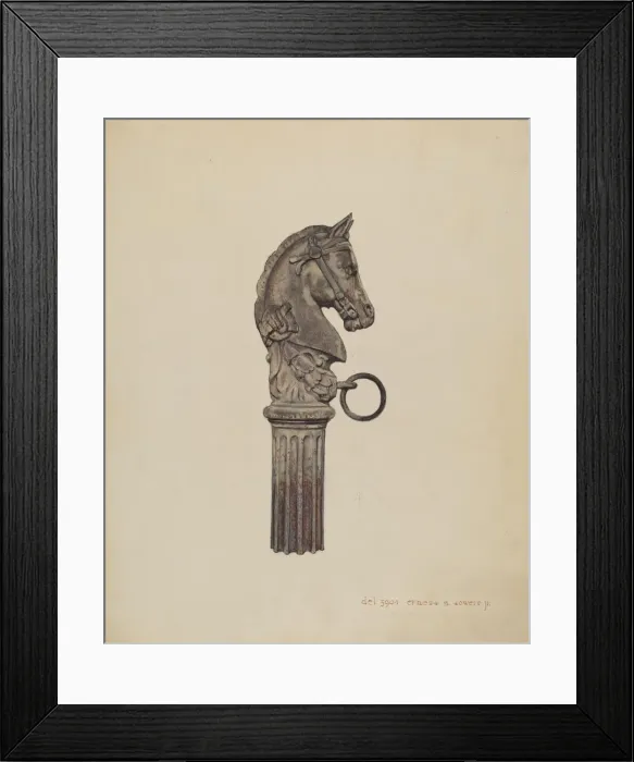 Framed Print : Horse Head Hitching Post, 1935 / 1942. Creator: Ernest A Towers Jr Framed Print : Horse Head Hitching Post, 1935 / 1942. Creator: Ernest A Towers Jr
