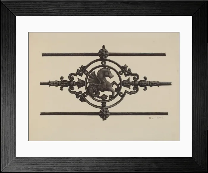 Framed Print : Fence - Sea Horse Design, c. 1939. Creator: Pearl Torell Framed Print : Fence - Sea Horse Design, c. 1939. Creator: Pearl Torell