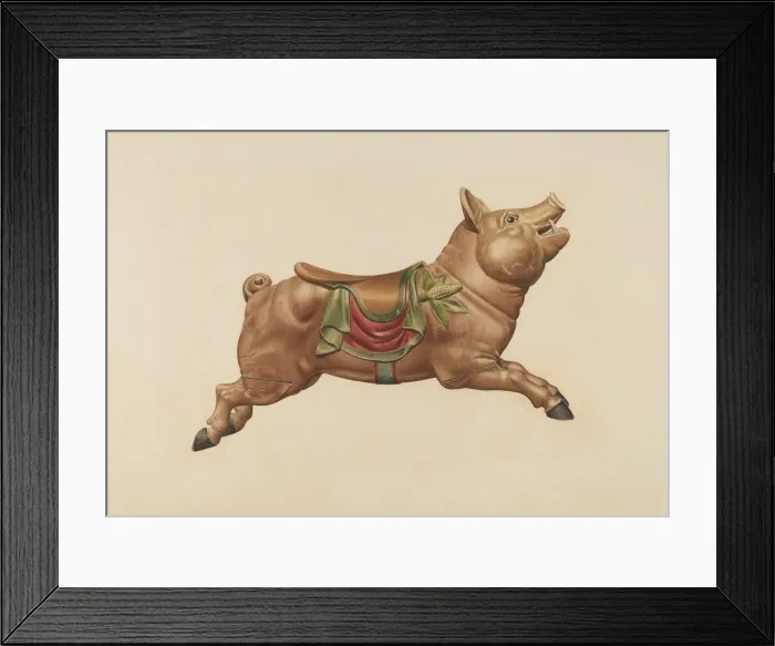 Framed Print : Carousel Pig, c. 1939. Creator: Henry Tomaszewski Framed Print : Carousel Pig, c. 1939. Creator: Henry Tomaszewski