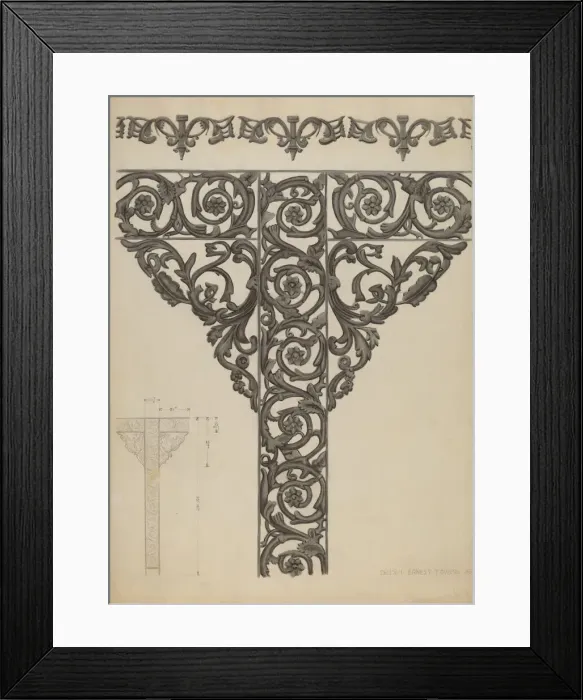 Framed Print : Iron Porch Support, c. 1936. Creator: Ernest A Towers Jr Framed Print : Iron Porch Support, c. 1936. Creator: Ernest A Towers Jr