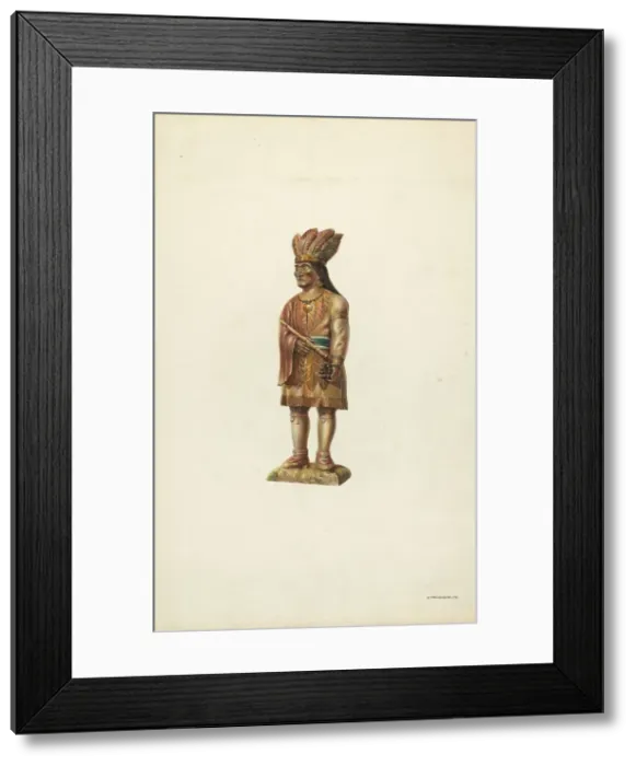 Framed Print : Wooden Indian, c. 1937. Creator: Gerald Transpota Framed Print : Wooden Indian, c. 1937. Creator: Gerald Transpota