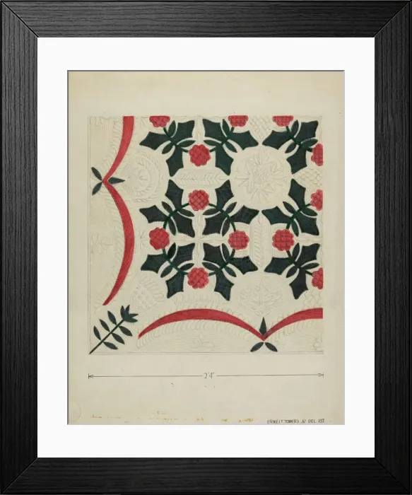 Framed Print : Applique Coverlet, c. 1936. Creator: Ernest A Towers Jr Framed Print : Applique Coverlet, c. 1936. Creator: Ernest A Towers Jr