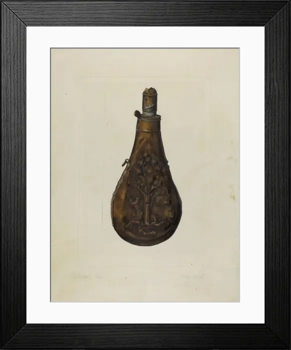 Framed Print : Powder Flask, 1935 / 1942. Creator: A. R. Tolman Framed Print : Powder Flask, 1935 / 1942. Creator: A. R. Tolman