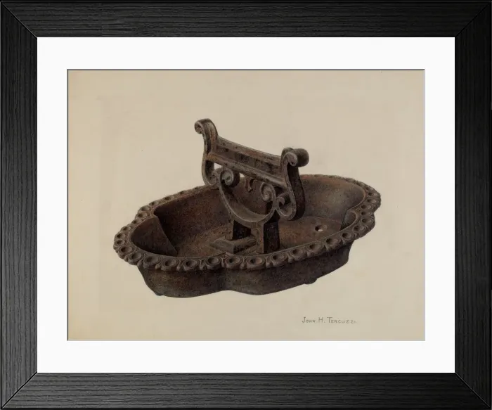 Framed Print : Foot Scraper and Tray, c. 1941. Creator: John H. Tercuzzi Framed Print : Foot Scraper and Tray, c. 1941. Creator: John H. Tercuzzi