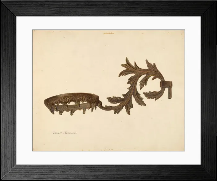 Framed Print : Lamp Bracket, c. 1940. Creator: John H. Tercuzzi Framed Print : Lamp Bracket, c. 1940. Creator: John H. Tercuzzi