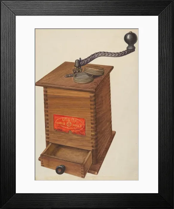 Framed Print : Coffee Grinder, c. 1940. Creator: Archie Thompson Framed Print : Coffee Grinder, c. 1940. Creator: Archie Thompson
