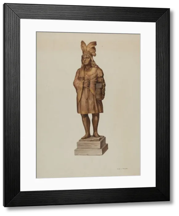 Framed Print : Wooden Indian, c. 1940. Creator: Robert W. R. Taylor Framed Print : Wooden Indian, c. 1940. Creator: Robert W. R. Taylor