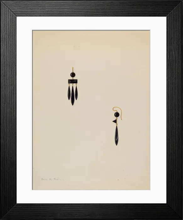 Framed Print : Earrings, c. 1938. Creator: John H. Tercuzzi Framed Print : Earrings, c. 1938. Creator: John H. Tercuzzi
