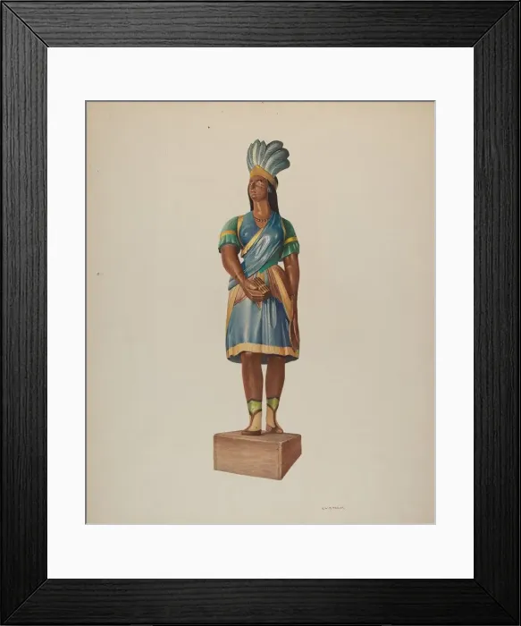 Framed Print : Cigar Store Indian, c. 1940. Creator: Robert W. R. Taylor Framed Print : Cigar Store Indian, c. 1940. Creator: Robert W. R. Taylor
