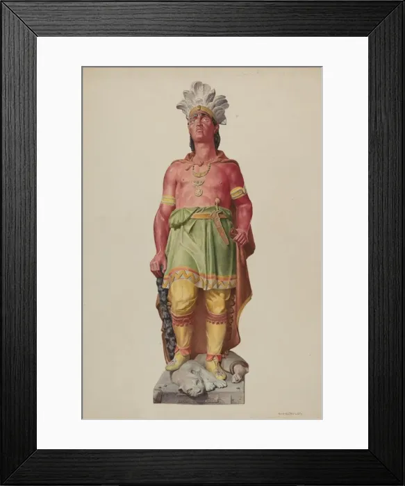 Framed Print : Cigar Store Indian, c. 1940. Creator: Robert W. R. Taylor Framed Print : Cigar Store Indian, c. 1940. Creator: Robert W. R. Taylor