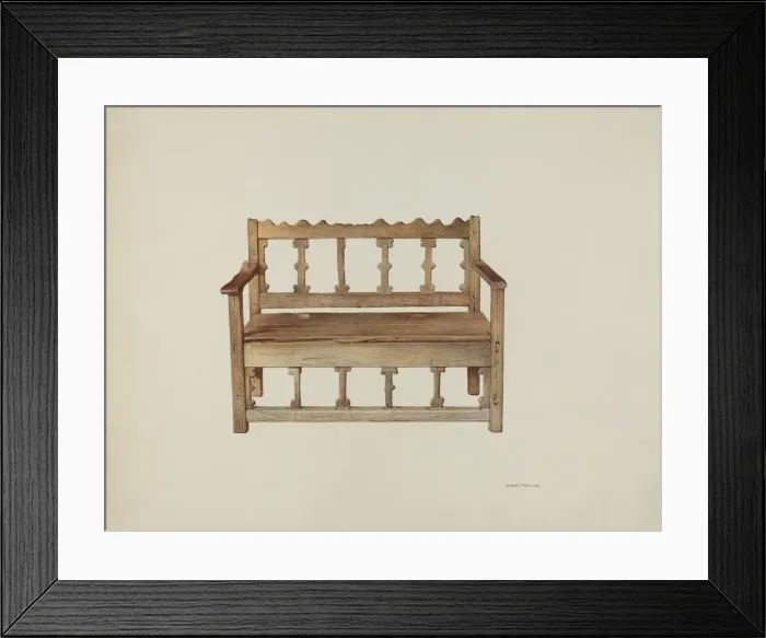 Framed Print : Bench, 1940. Creator: Robert W. R. Taylor Framed Print : Bench, 1940. Creator: Robert W. R. Taylor