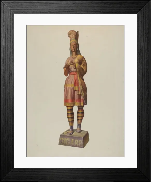 Framed Print : Cigar Store Indian, c. 1940. Creator: Robert W. R. Taylor Framed Print : Cigar Store Indian, c. 1940. Creator: Robert W. R. Taylor