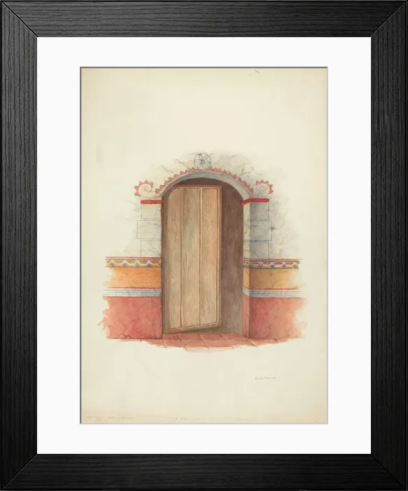 Framed Print : Wall Painting and Door (Interior), 1941. Creator: Robert W. R. Taylor Framed Print : Wall Painting and Door (Interior), 1941. Creator: Robert W. R. Taylor