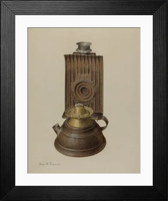 Framed Print : Tubular Hand Lamp, c. 1940. Creator: John H. Tercuzzi Framed Print : Tubular Hand Lamp, c. 1940. Creator: John H. Tercuzzi