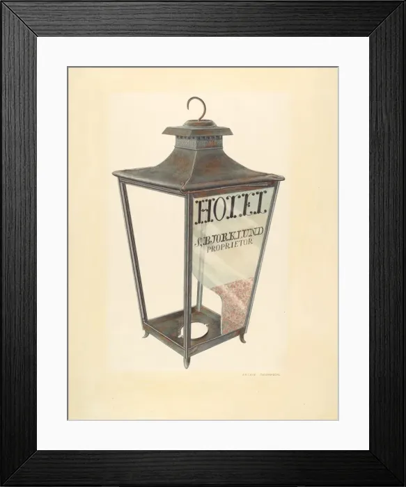 Framed Print : Bishop Hill: Hotel Lantern, c. 1939. Creator: Archie Thompson Framed Print : Bishop Hill: Hotel Lantern, c. 1939. Creator: Archie Thompson