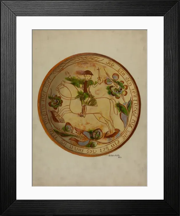 Framed Print : Pa. German Plate, c. 1941. Creator: Archie Thompson Framed Print : Pa. German Plate, c. 1941. Creator: Archie Thompson