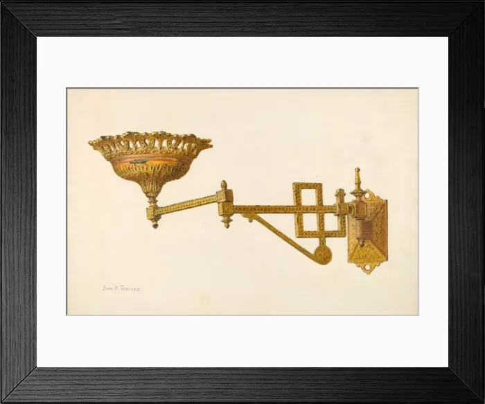 Framed Print : Lamp Bracket, c. 1942. Creator: John H. Tercuzzi Framed Print : Lamp Bracket, c. 1942. Creator: John H. Tercuzzi