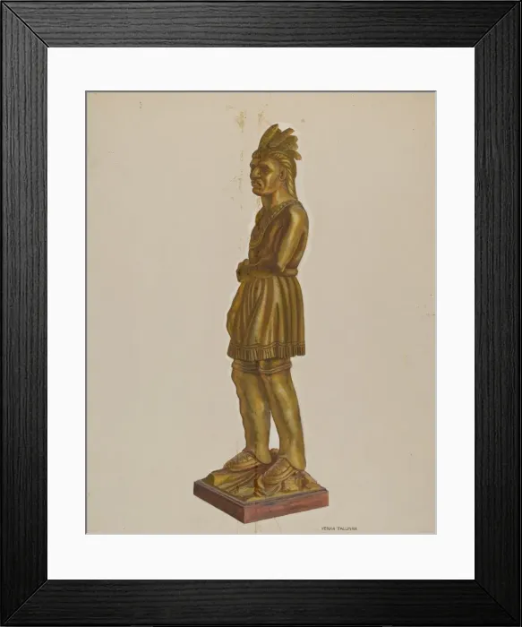 Framed Print : Carved Wooden Indian, c. 1938. Creator: Verna Tallman Framed Print : Carved Wooden Indian, c. 1938. Creator: Verna Tallman