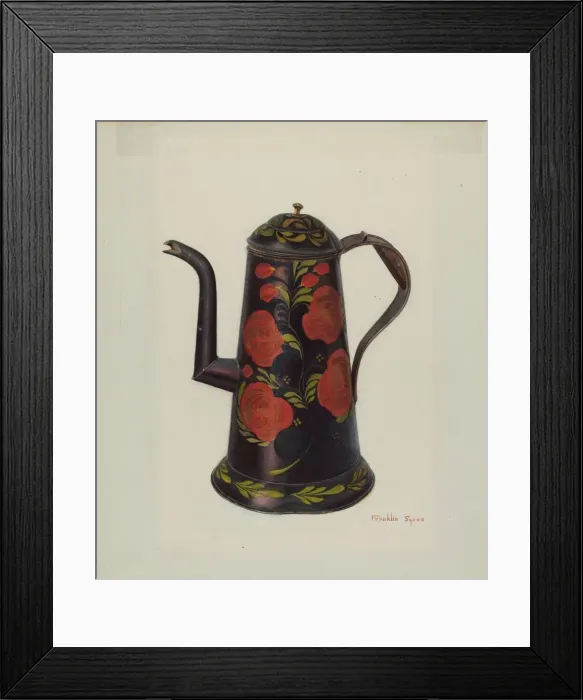 Framed Print : Toleware Teapot, c. 1939. Creator: Franklyn Syres Framed Print : Toleware Teapot, c. 1939. Creator: Franklyn Syres