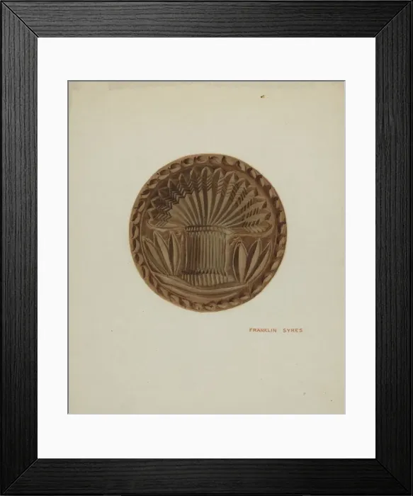 Framed Print : Pa. German Butter Mold, c. 1939. Creator: Franklyn Syres Framed Print : Pa. German Butter Mold, c. 1939. Creator: Franklyn Syres