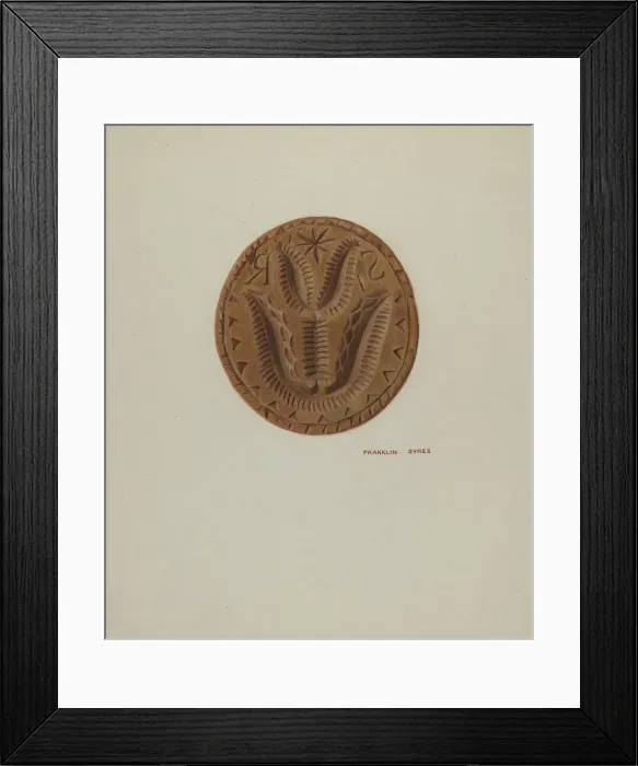 Framed Print : Pa. German Butter Mold, c. 1939. Creator: Franklyn Syres Framed Print : Pa. German Butter Mold, c. 1939. Creator: Franklyn Syres