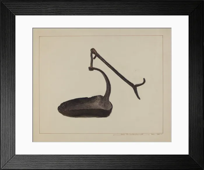 Framed Print : Betty Lamp, c. 1938. Creator: John Swientochowski Framed Print : Betty Lamp, c. 1938. Creator: John Swientochowski