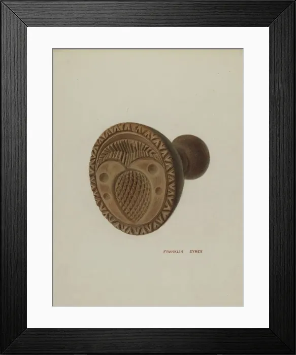 Framed Print : Pa. German Butter Mold, c. 1939. Creator: Franklyn Syres Framed Print : Pa. German Butter Mold, c. 1939. Creator: Franklyn Syres