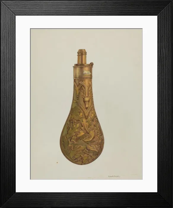 Framed Print : Powder Flask, c. 1939. Creator: Robert W. R. Taylor Framed Print : Powder Flask, c. 1939. Creator: Robert W. R. Taylor