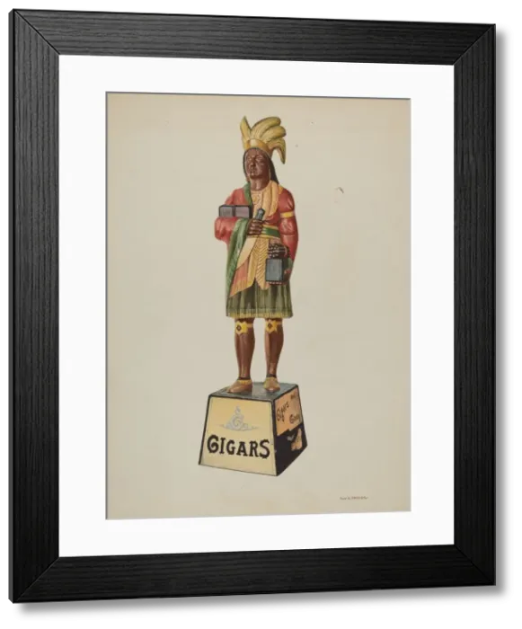 Framed Print : Wooden Indian, c. 1940. Creator: Robert W. R. Taylor Framed Print : Wooden Indian, c. 1940. Creator: Robert W. R. Taylor