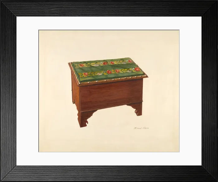 Framed Print : Bootjack with Needlepoint Top, c. 1940. Creator: Richard Taylor Framed Print : Bootjack with Needlepoint Top, c. 1940. Creator: Richard Taylor