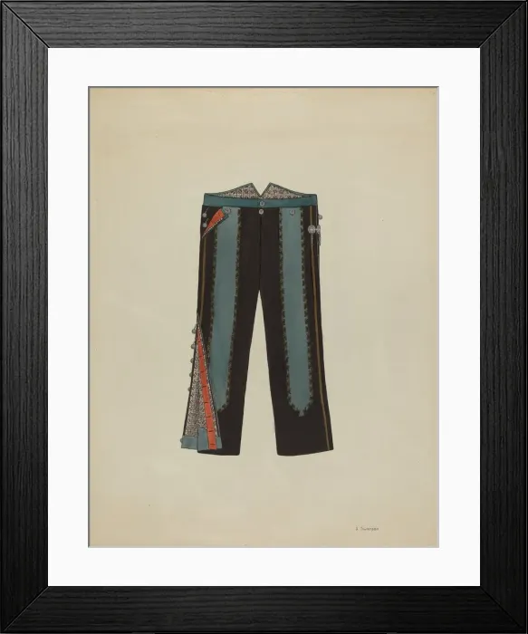 Framed Print : Mans Trousers, c. 1937. Creator: Syrena Swanson Framed Print : Mans Trousers, c. 1937. Creator: Syrena Swanson