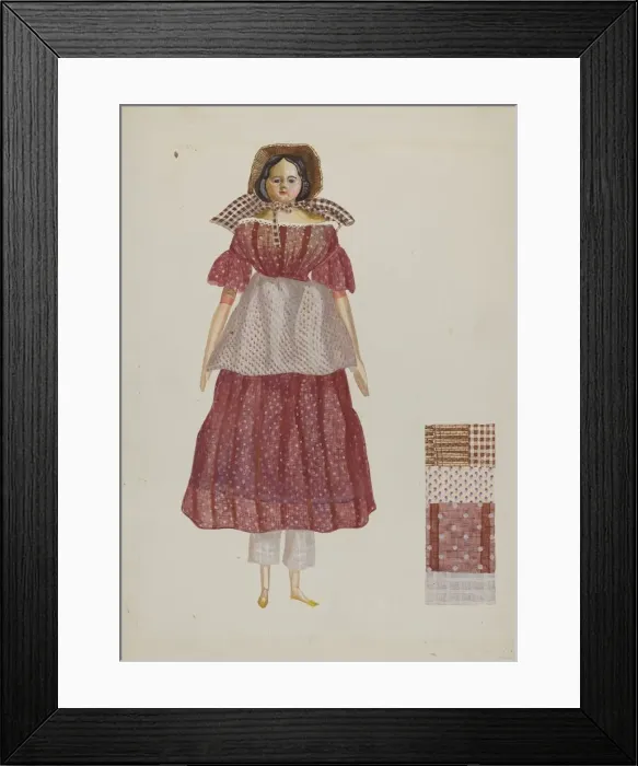 Framed Print : Pioneer Doll, c. 1937. Creator: Verna Tallman Framed Print : Pioneer Doll, c. 1937. Creator: Verna Tallman